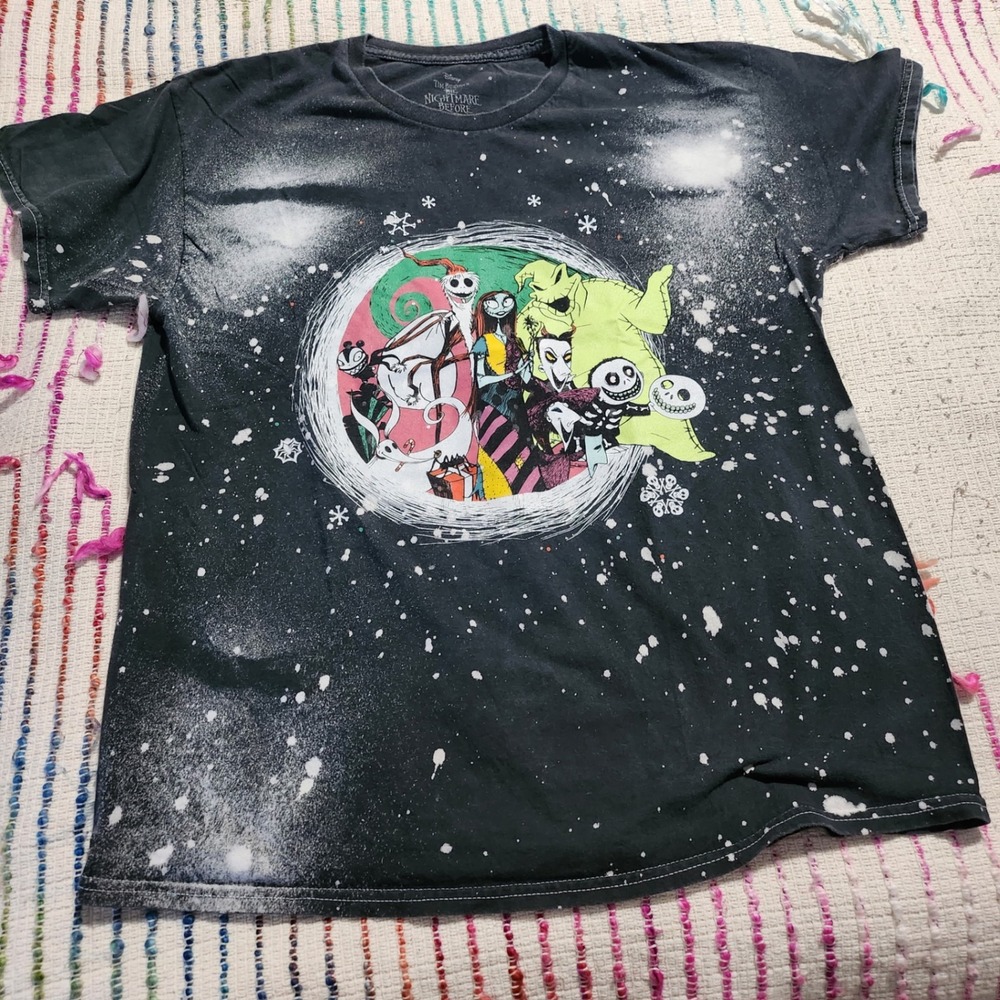 Disney Nightmare Before Christmas Bleach Splatter Shirt Large Jack Skellington